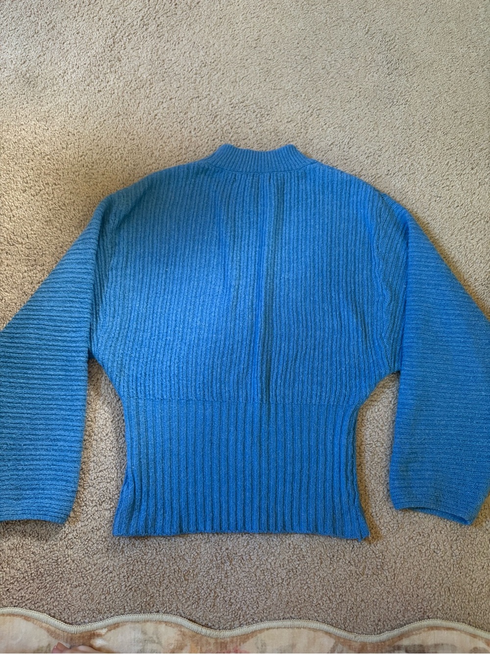 Pink Rose Blue Ribbed Sweater - Picture 3 of 3